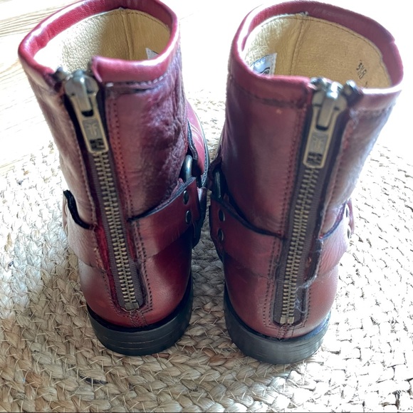 Frye Women’s Phillip Harness Short Boots in Burnt Red Size 5.5 - Picture 7 of 11